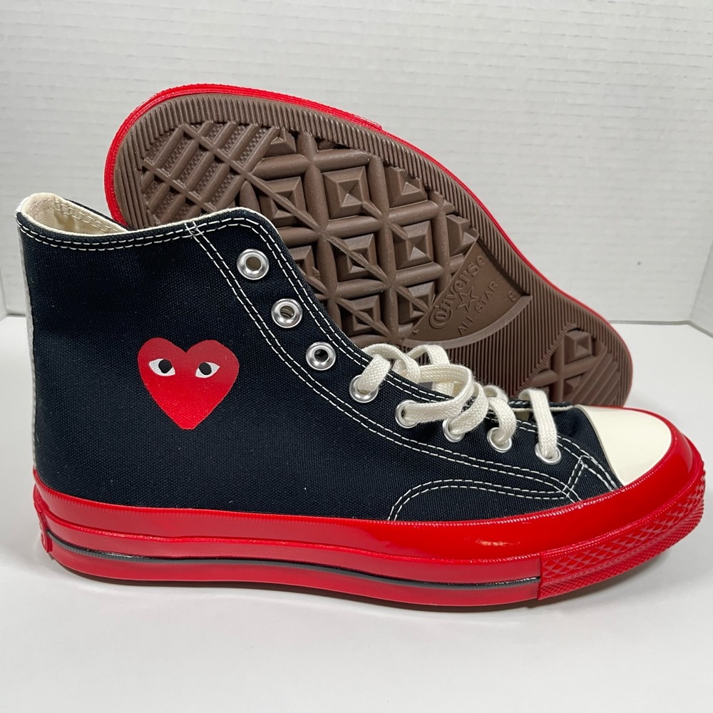 New Men 6 / Women 8 Converse High 70 Comme des Garcons PLAY Black Red A01793C